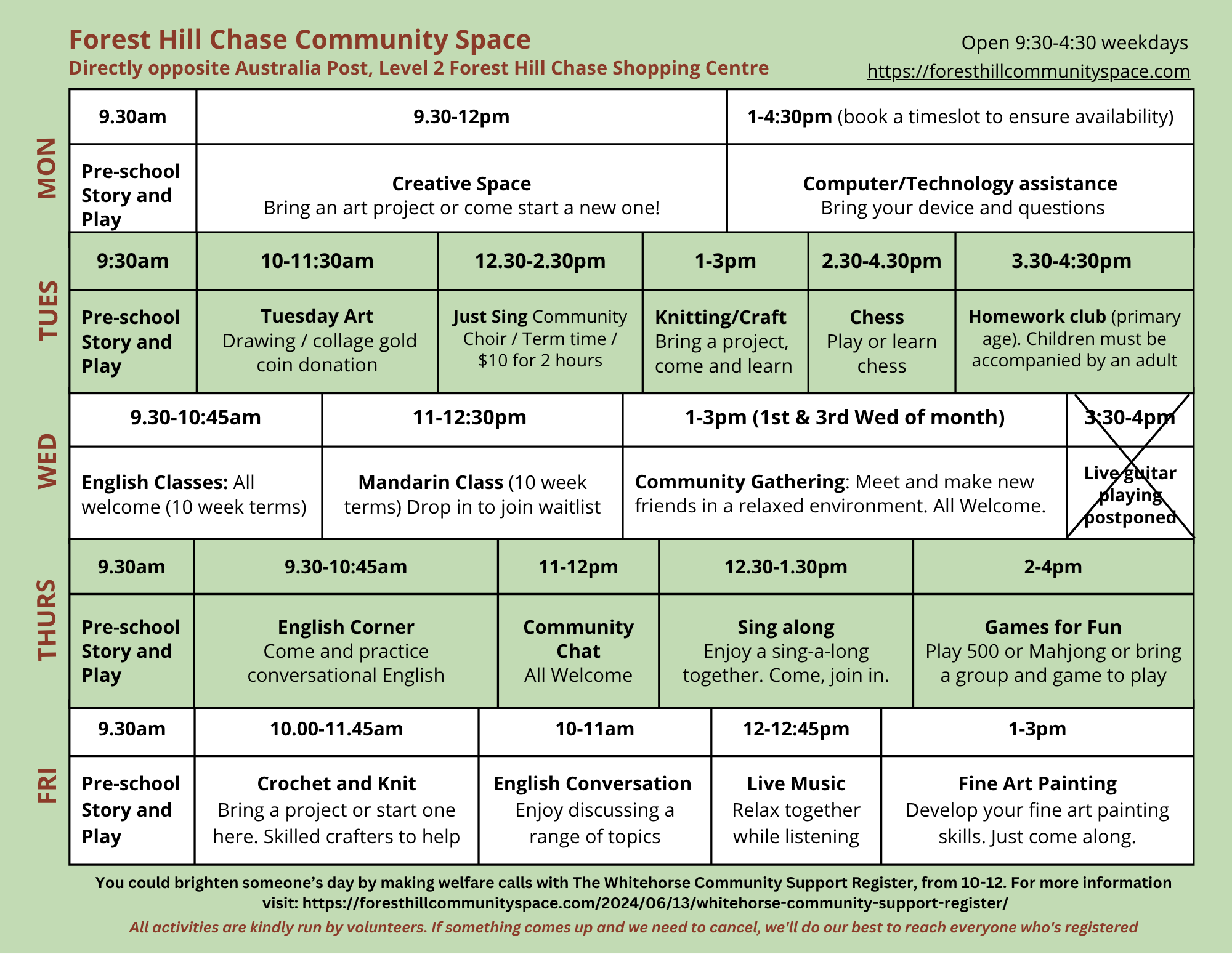 2025 FHCCS Timetable September