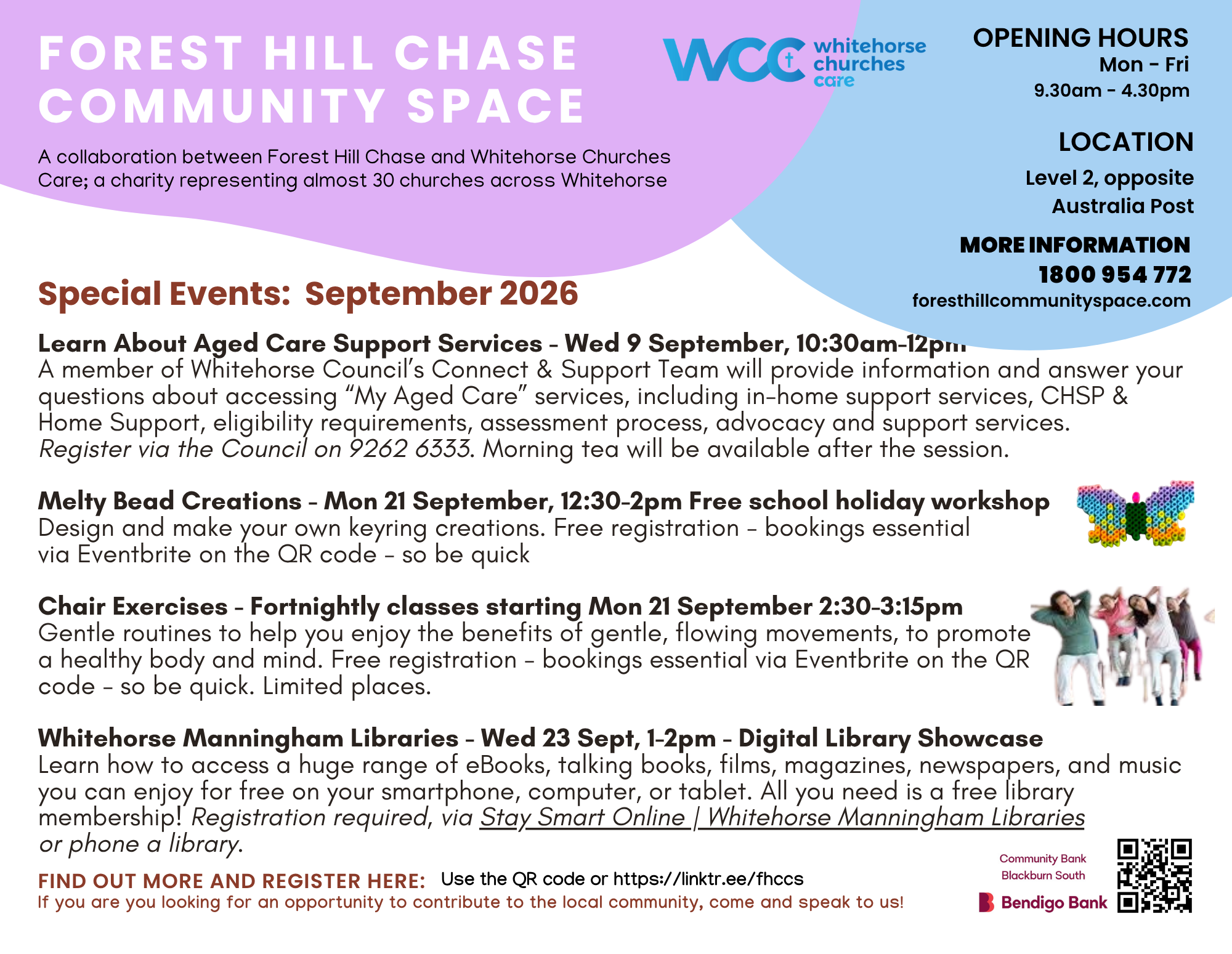 Forest Hill Community Space Timetable Sept 25